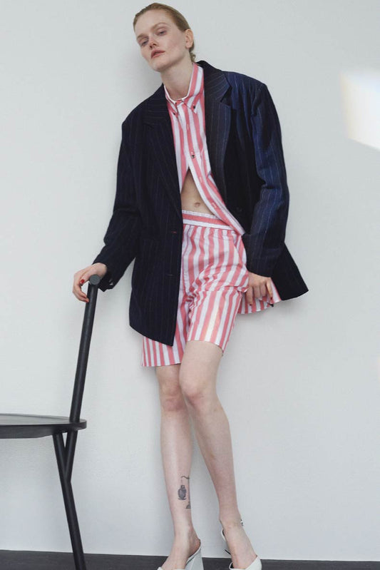#020-1 stripe short pants